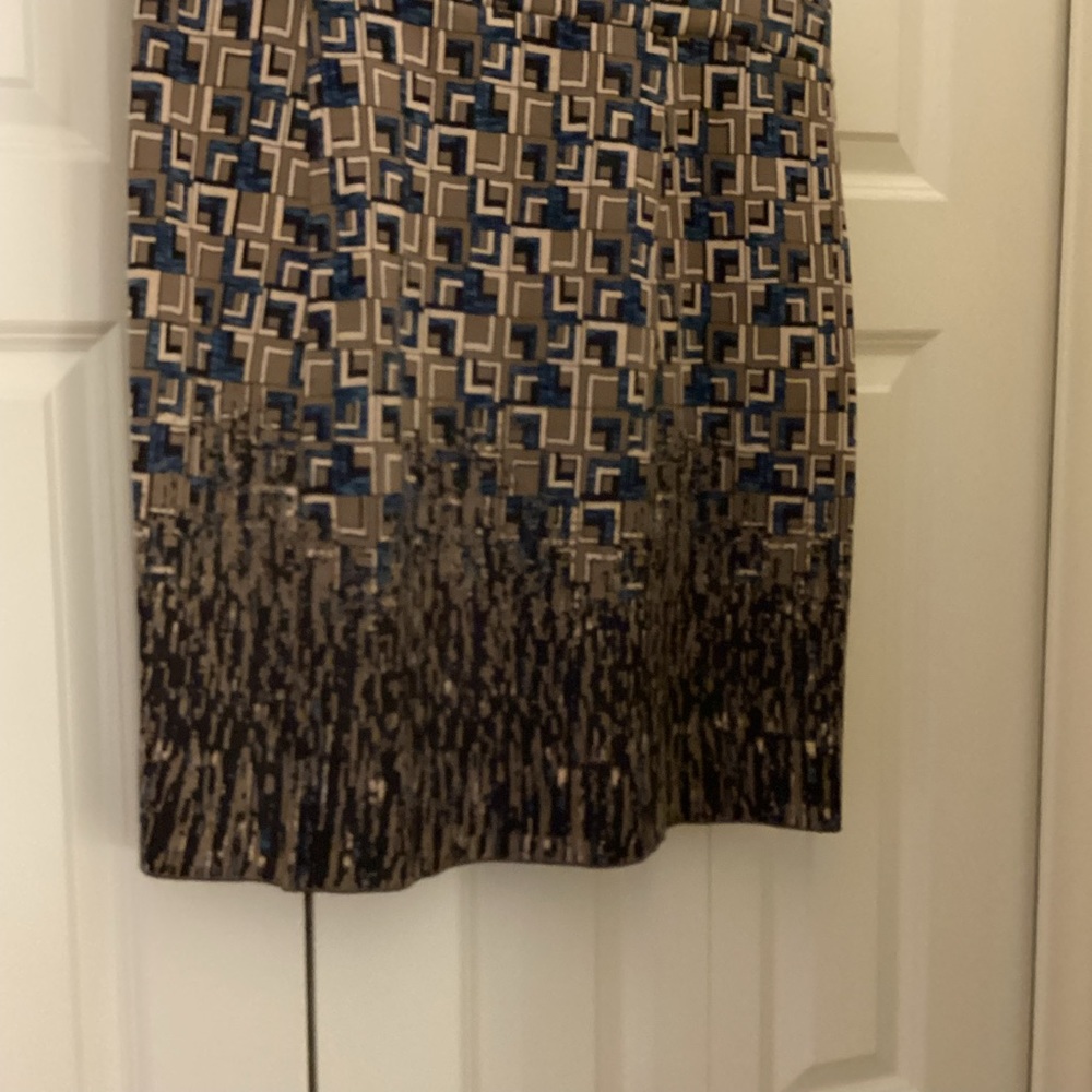 NIC+ZOE Brown Cream Geometric Pattern Skirt Size L - Picture 2 of 3
